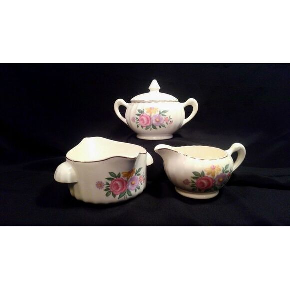 SALE 6 Pc 1940's WS GeorgeChina Serving Set in Romance White w Floral Gold Trim - Picture 3 of 12